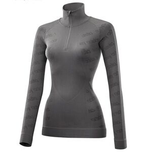 Adidas by Stella McCartney 1/4 Zip Seamless Long Sleeve Top Dark Grey S